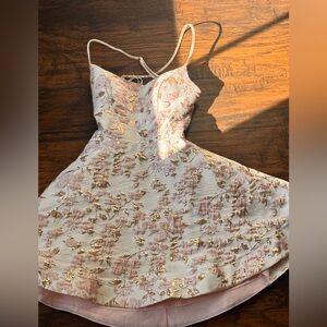 Floral Embroidered Dress with Gold Accents